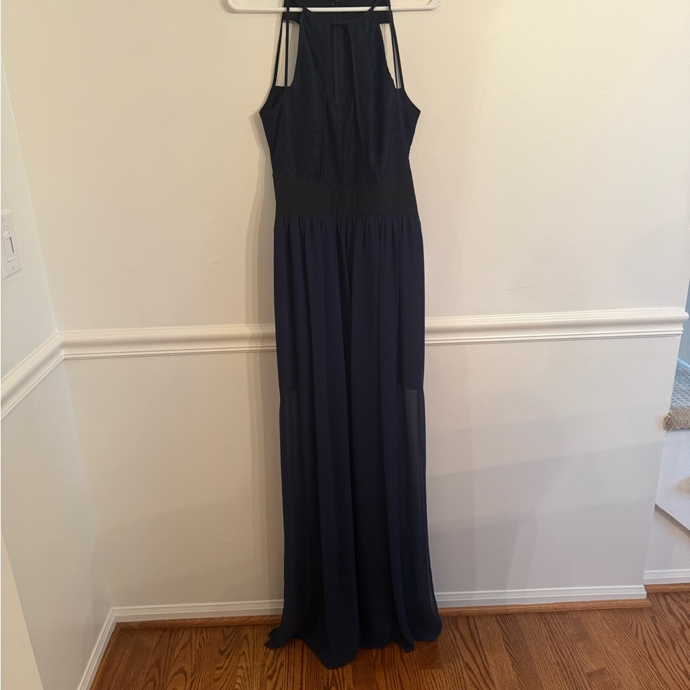 BCBG Blue Halter Maxi Gown for Prom